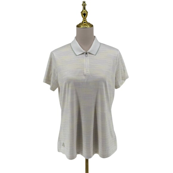 Adidas Golf Polo Shirt Women's Large White Yellow Short Sleeve Novelty HS6663 - Picture 3 of 16